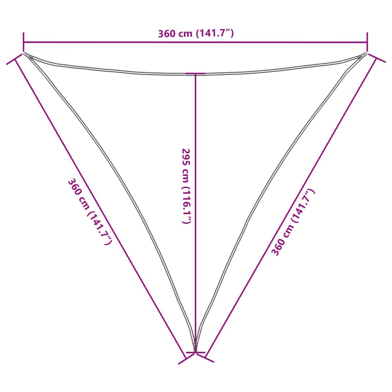 vidaXL fekete háromszögű oxford-szövet napvitorla 3,6 x 3,6 x 3,6 m