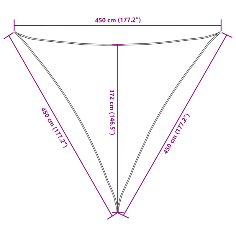 vidaXL fekete háromszögű oxford-szövet napvitorla 4,5 x 4,5 x 4,5 m