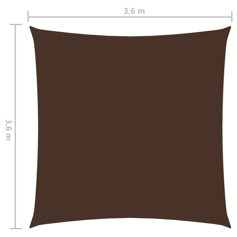 vidaXL barna négyzet alakú oxford-szövet napvitorla 3,6 x 3,6 m