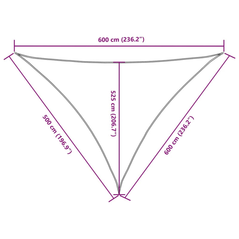 vidaXL barna háromszög alakú oxford szövet napvitorla 5 x 6 x 6 m