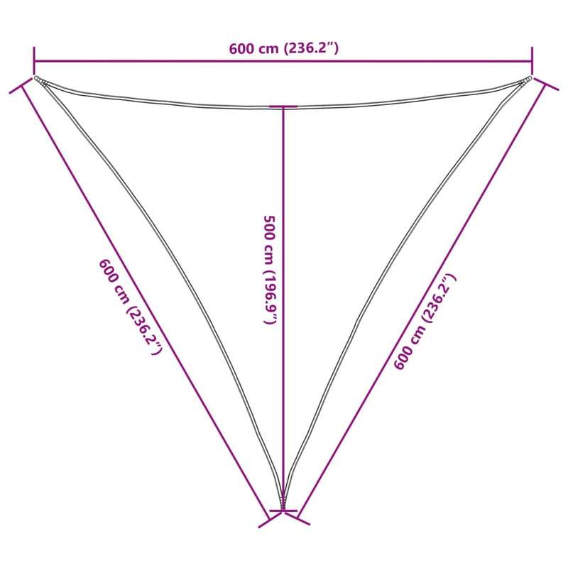 vidaXL barna háromszög alakú oxford-szövet napvitorla 6 x 6 x 6 m