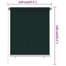 vidaXL sötétzöld kültéri HDPE roló 120 x 140 cm