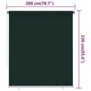 vidaXL sötétzöld kültéri HDPE roló 200 x 230 cm