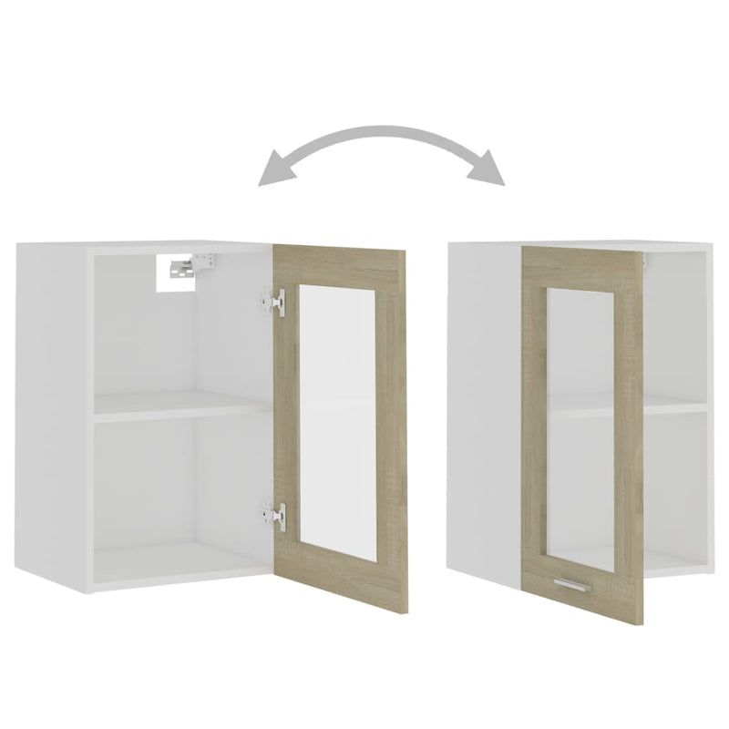 vidaXL “Lyon” sonoma tölgy szerelt fa függő üvegszekrény 40x31x60 cm