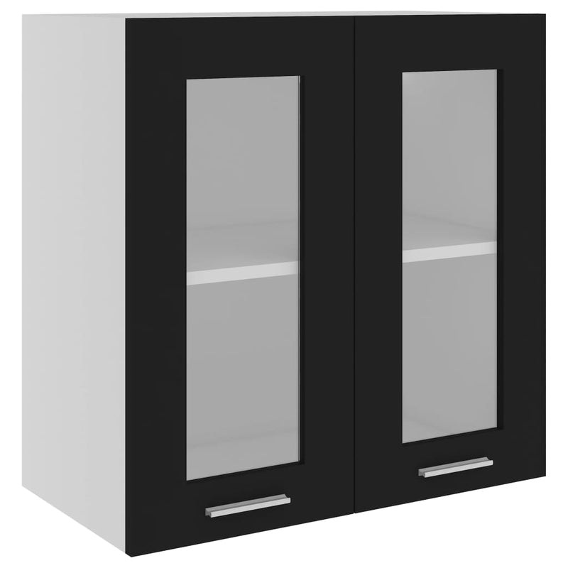 vidaXL fekete szerelt fa függő üvegszekrény 60 x 31 x 60 cm
