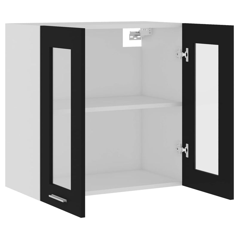 vidaXL fekete szerelt fa függő üvegszekrény 60 x 31 x 60 cm