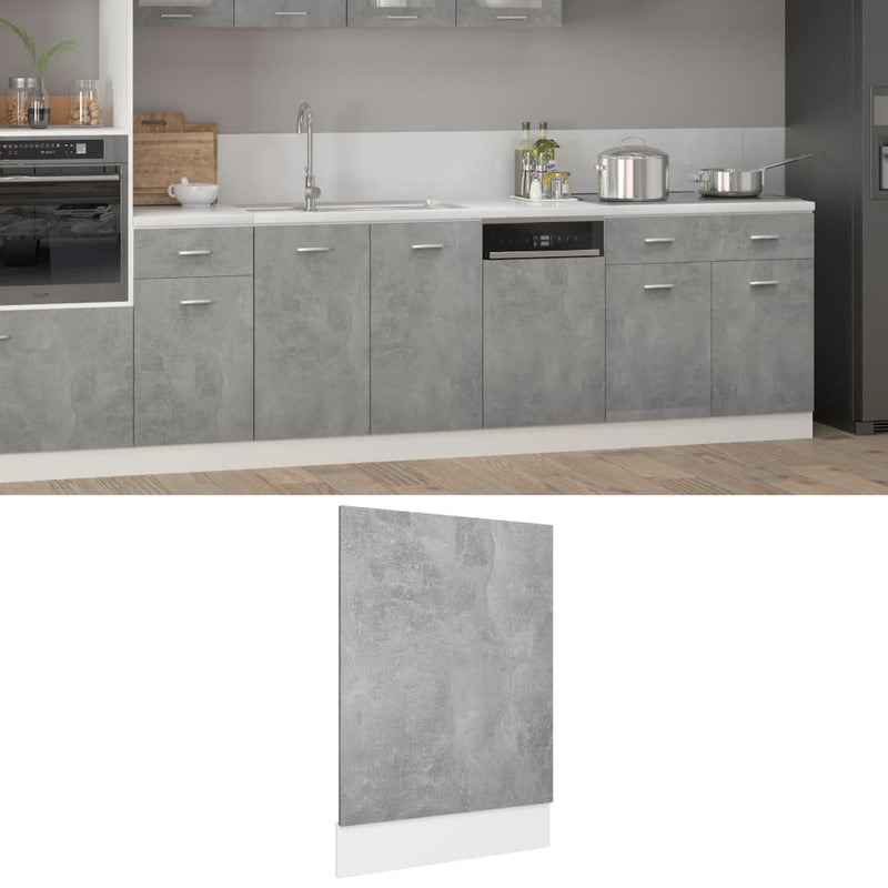 vidaXL betonszürke szerelt fa mosogatógép-panel 45 x 3 x 67 cm