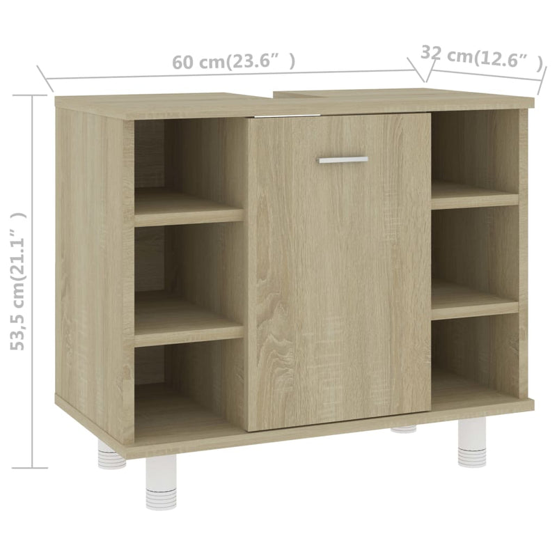 vidaXL sonoma-tölgy színű forgácslap fürdőszobaszekrény 60x32x53,5 cm
