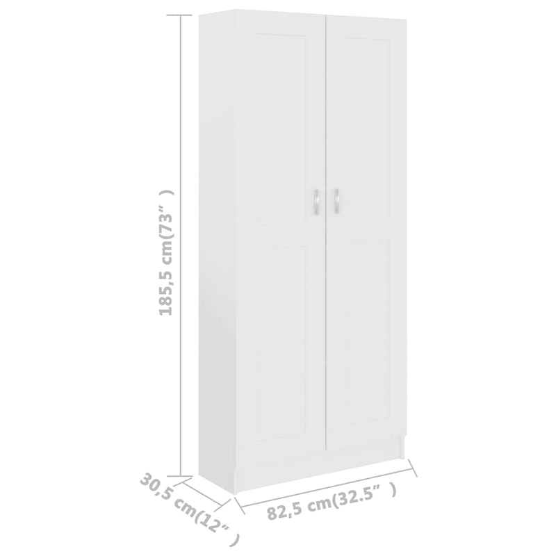vidaXL fehér szerelt fa könyvszekrény 82,5 x 30,5 x 185,5 cm