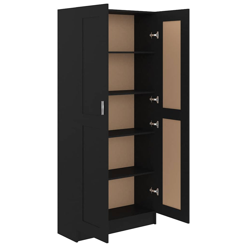vidaXL fekete szerelt fa könyvszekrény 82,5 x 30,5 x 185,5 cm