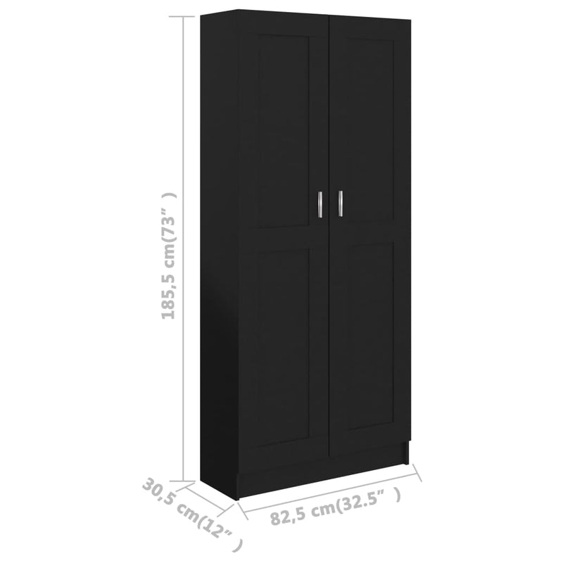 vidaXL fekete szerelt fa könyvszekrény 82,5 x 30,5 x 185,5 cm