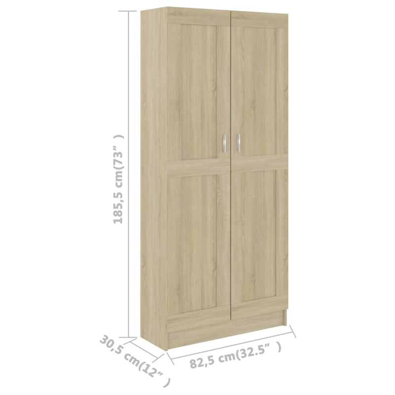 vidaXL sonoma tölgy színű szerelt fa könyvszekrény 82,5x30,5x185,5 cm