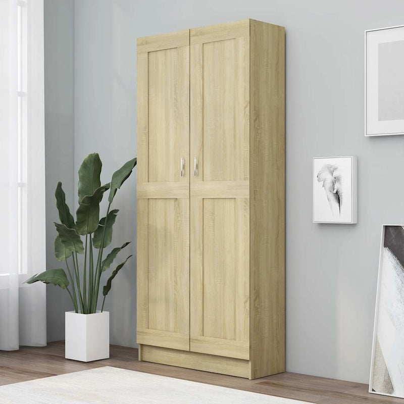 vidaXL sonoma tölgy színű szerelt fa könyvszekrény 82,5x30,5x185,5 cm
