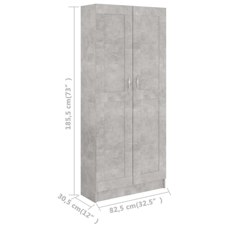 vidaXL betonszürke szerelt fa könyvszekrény 82,5 x 30,5 x 185,5 cm