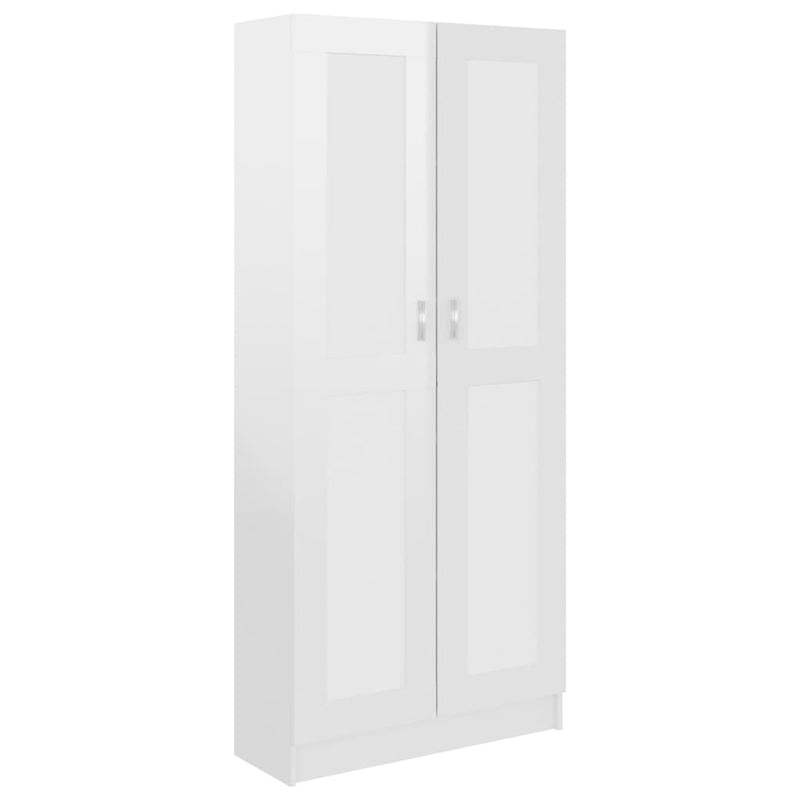vidaXL magasfényű fehér szerelt fa könyvszekrény 82,5x30,5x185,5 cm