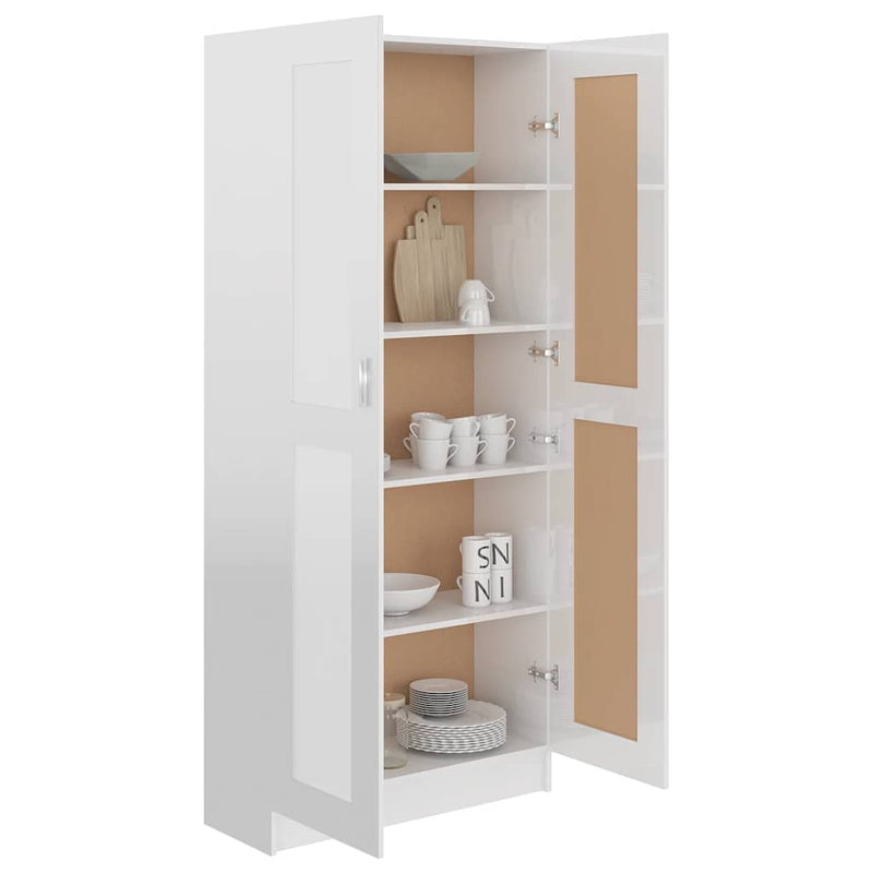 vidaXL magasfényű fehér szerelt fa könyvszekrény 82,5x30,5x185,5 cm