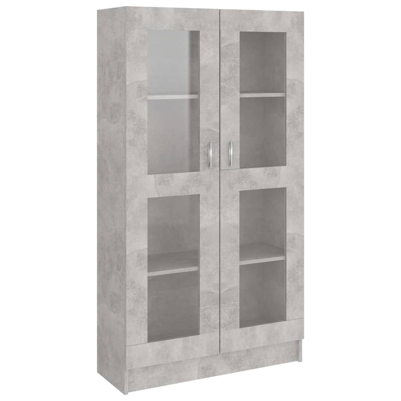 vidaXL betonszürke szerelt fa vitrinszekrény 82,5 x 30,5 x 150 cm