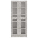 vidaXL betonszürke szerelt fa vitrinszekrény 82,5 x 30,5 x 185,5 cm