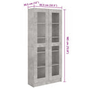 vidaXL betonszürke szerelt fa vitrinszekrény 82,5 x 30,5 x 185,5 cm
