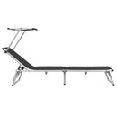 vidaXL 2 db fekete alumínium és textilén összecsukható tetős napozóágy