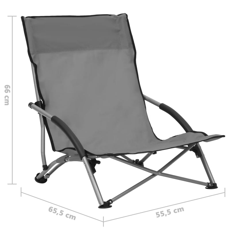vidaXL 2 db összecsukható szürke szövet strandszék