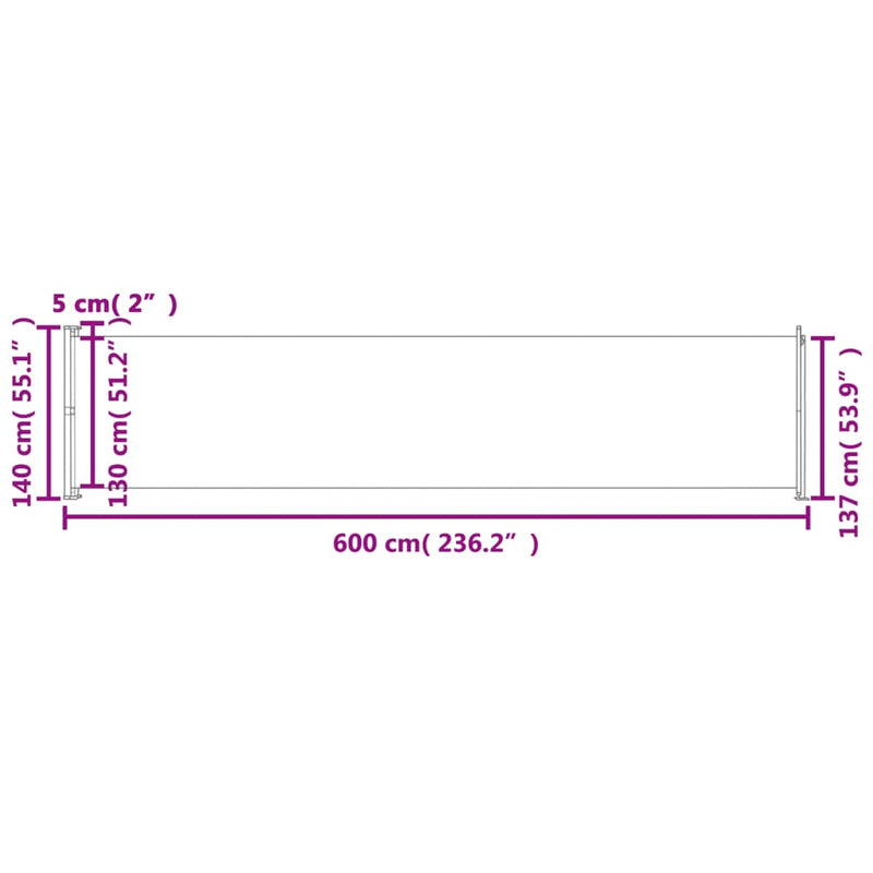 vidaXL kék kihúzható oldalsó terasznapellenző 140 x 600 cm
