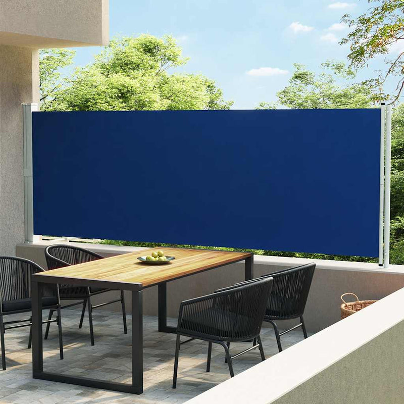 vidaXL kék behúzható oldalsó terasz-napellenző 600 x 160 cm