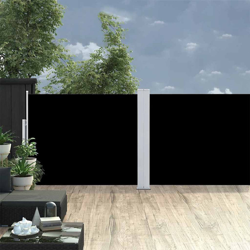 vidaXL fekete kihúzható oldalsó terasz-napellenző 140 x 1200 cm