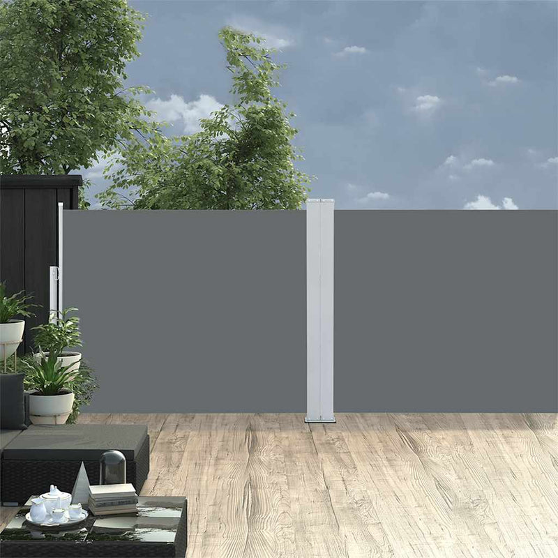 vidaXL antracitszürke kihúzható oldalsó terasz-napellenző 140 x 1200 cm