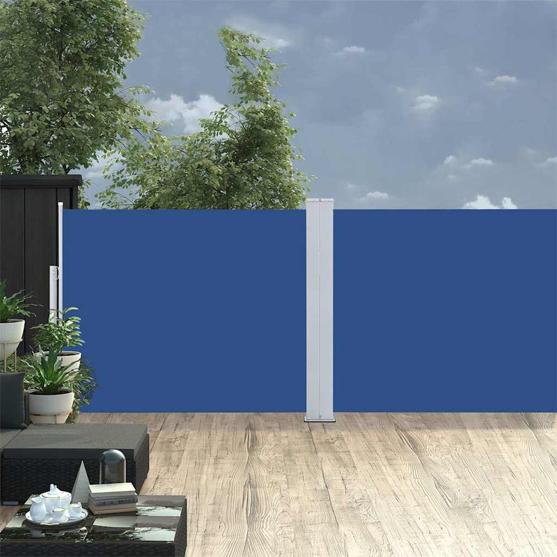 vidaXL kék kihúzható oldalsó terasz-napellenző 140 x 1200 cm