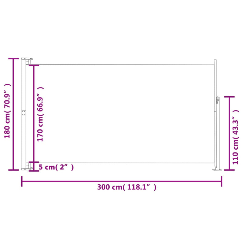 vidaXL barna behúzható oldalsó terasznapellenző 180 x 300 cm