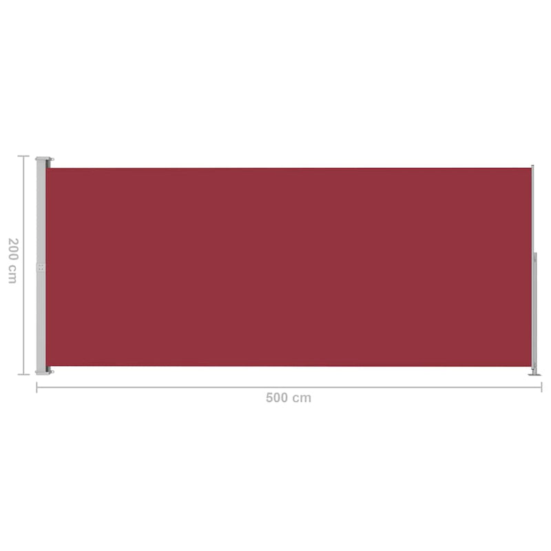 vidaXL piros behúzható oldalsó terasznapellenző 200 x 500 cm