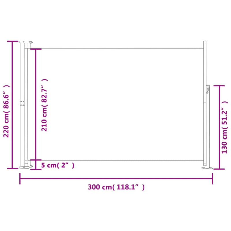 vidaXL piros behúzható oldalsó terasznapellenző 220 x 300 cm