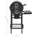 vidaXL fekete acél hengeres grillsütő kerékkel és polccal 115x85x95 cm