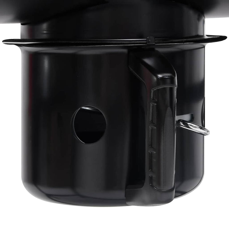 vidaXL fekete acél hengeres grillsütő kerékkel és polccal 115x85x95 cm