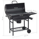 vidaXL fekete acél hengeres grillsütő kerékkel és polccal 115x85x95 cm