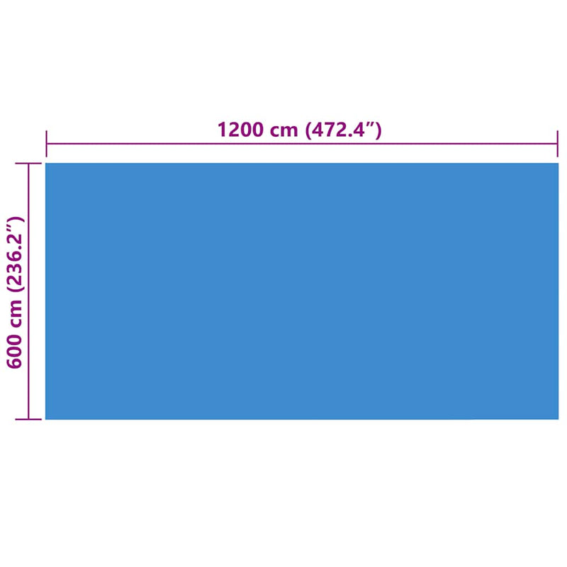 vidaXL kék, négyszögletes PE medencetakaró 1200 x 600 cm