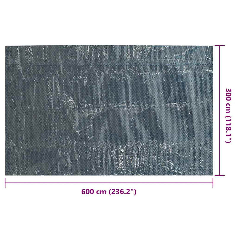 vidaXL fekete és kék napelemes lebegő PE medencefólia 600 x 300 cm