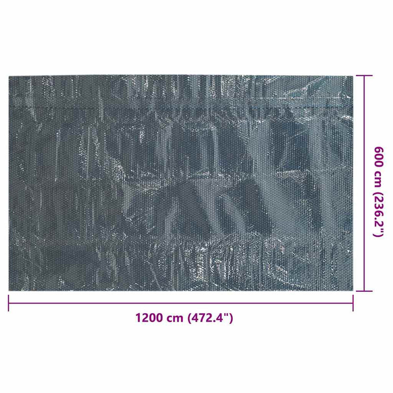 vidaXL fekete és kék napelemes lebegő PE medencefólia 1200 x 600 cm