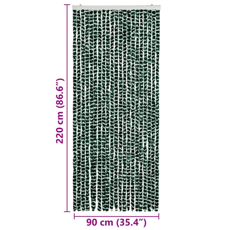 vidaXL zöld és fehér zsenília rovarfüggöny 90 x 220 cm