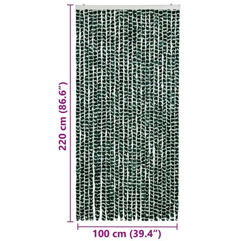 vidaXL zöld és fehér zsenília rovarfüggöny 100 x 220 cm