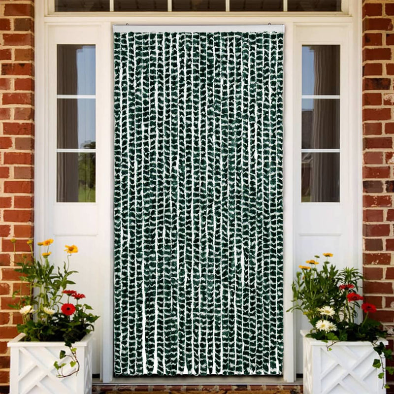 vidaXL zöld és fehér zsenília rovarfüggöny 100 x 220 cm