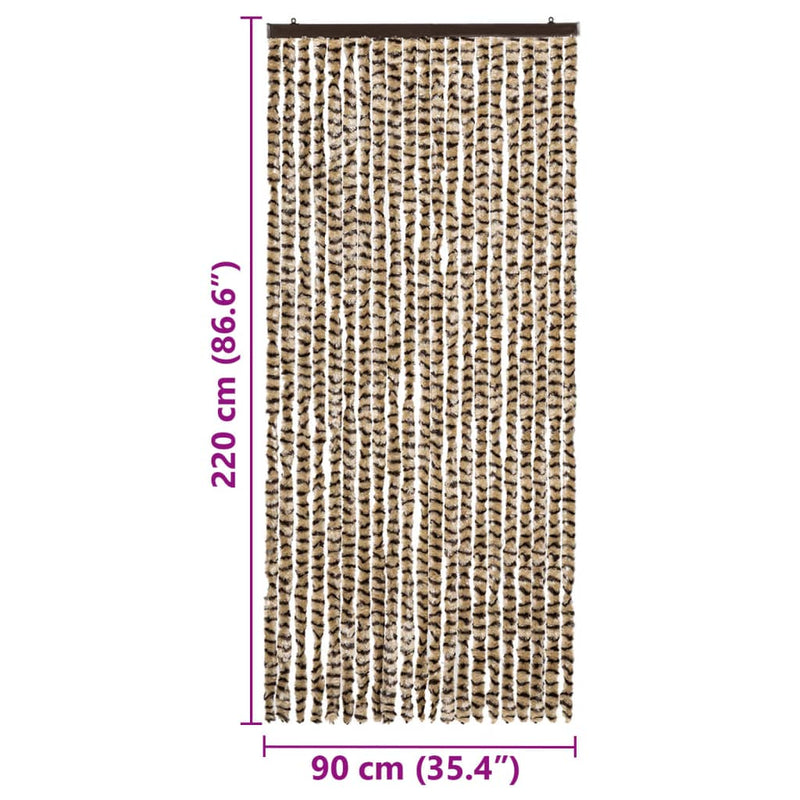 vidaXL bézs és barna zsenília rovarfüggöny 90 x 220 cm