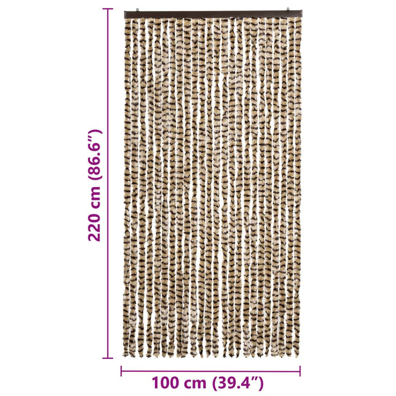 vidaXL bézs és barna zsenília rovarfüggöny 100 x 220 cm