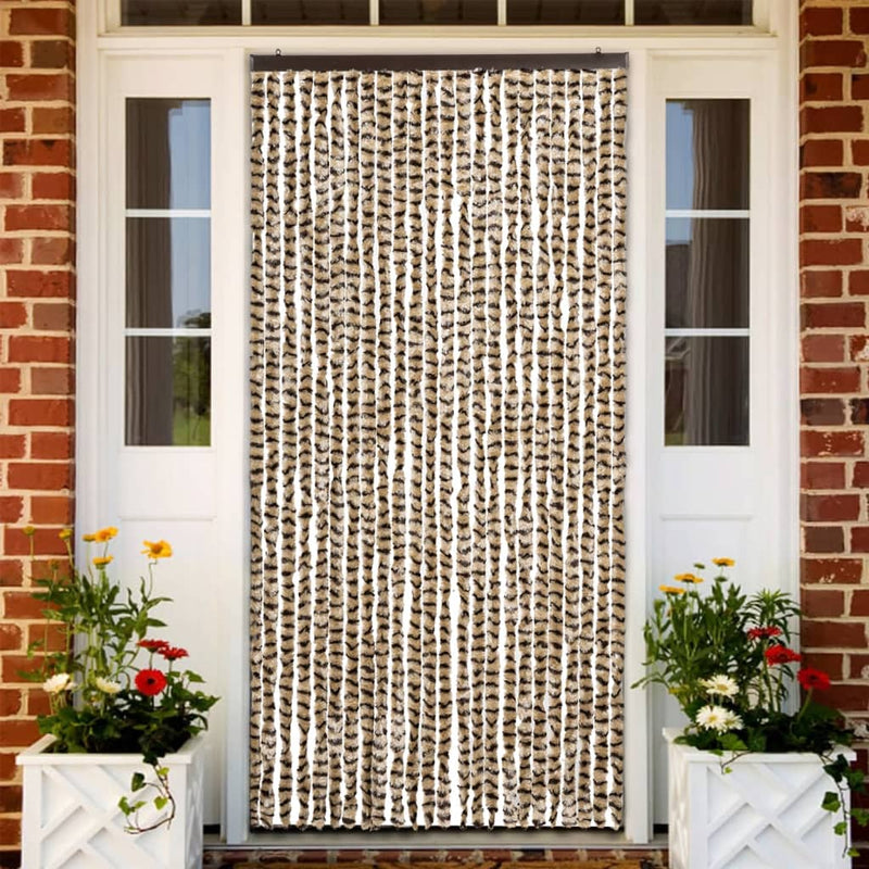 vidaXL bézs és barna zsenília rovarfüggöny 100 x 220 cm