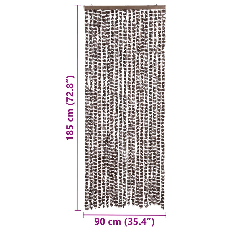 vidaXL barna és fehér zsenília rovarfüggöny 56 x 185 cm