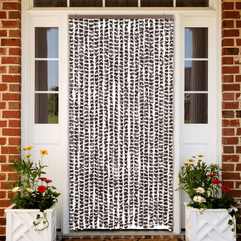 vidaXL barna és fehér zsenília rovarfüggöny 90 x 220 cm