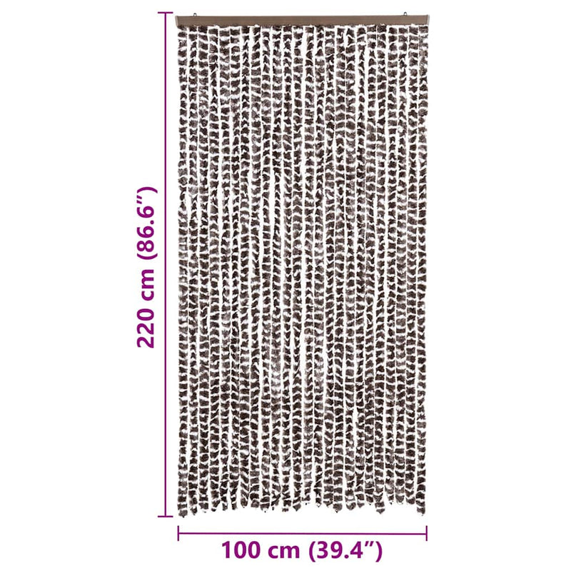 vidaXL barna és fehér zsenília rovarfüggöny 100 x 220 cm