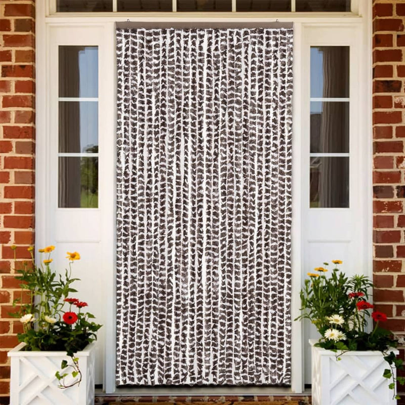 vidaXL barna és fehér zsenília rovarfüggöny 100 x 220 cm