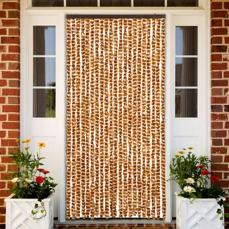 vidaXL okkersárga és fehér zsenília rovarfüggöny 90 x 220 cm